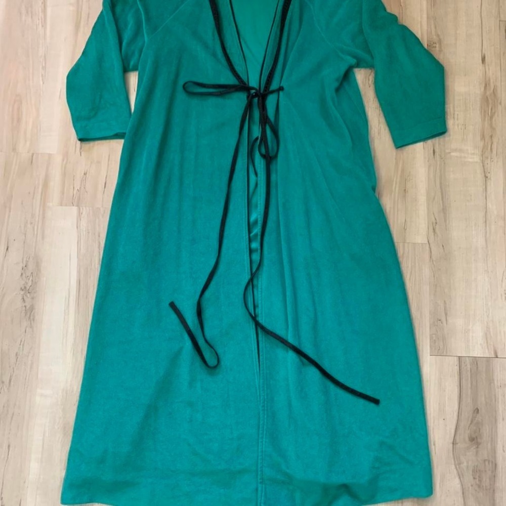 Vintage 1980s‎ Bill Tice retro pajama robe brushed poly velour Large